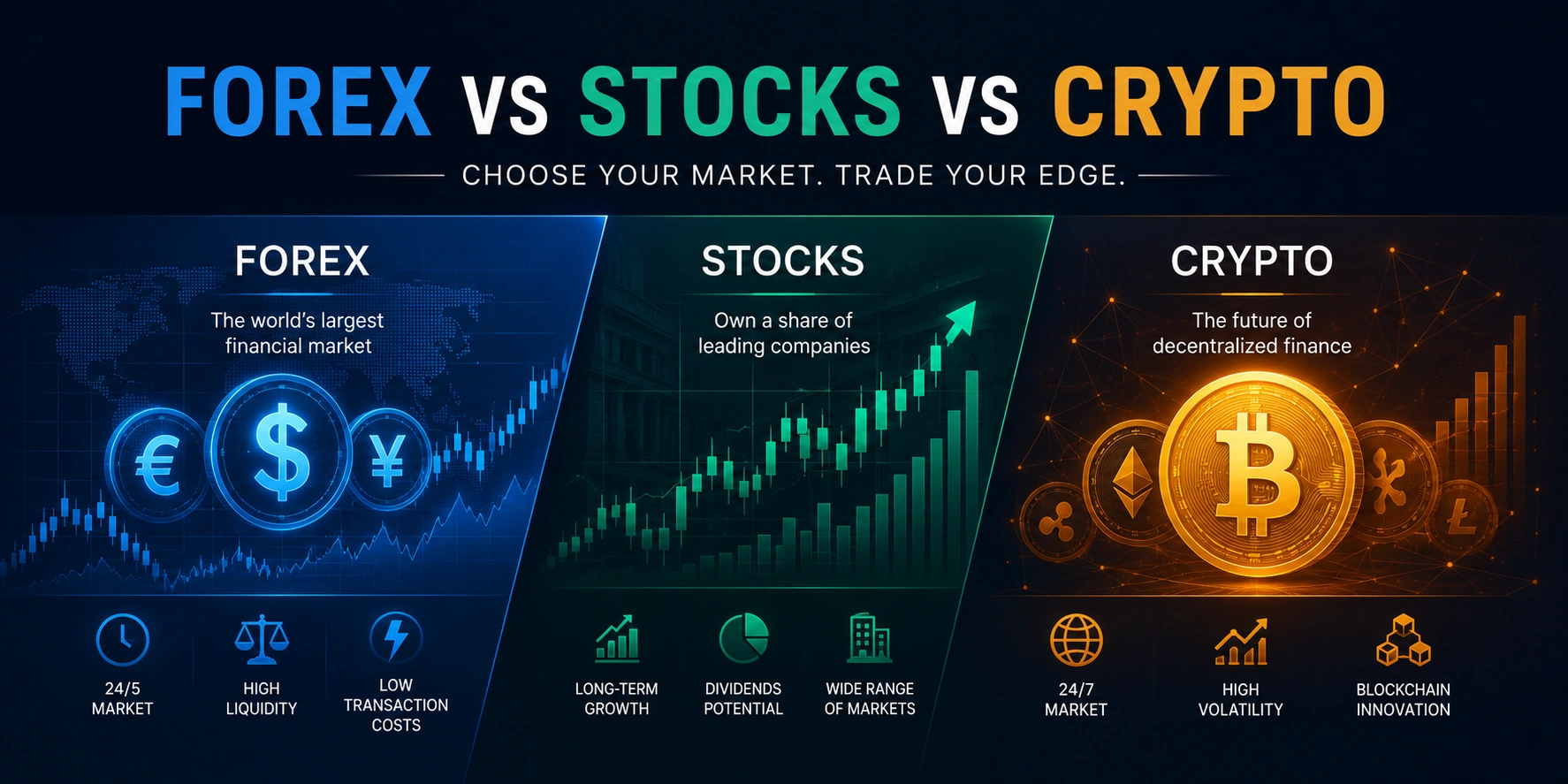Forex vs Stocks vs Crypto